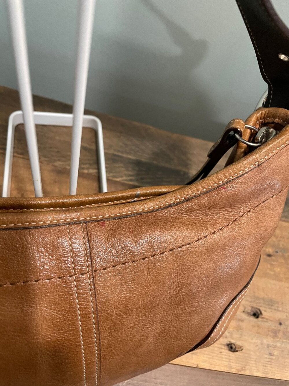 Coach Leather Hobo Bag 9541 Y2K Brown Tan Silver Hardware Shoulder Purse - Picture 5 of 8